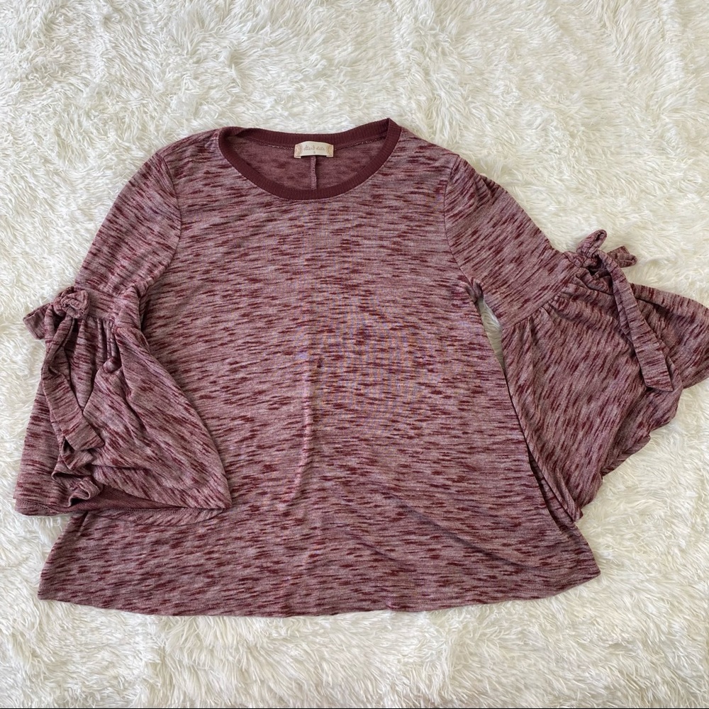 Altar’d State Burgundy Bell Sleeve Tunic Top 3/4